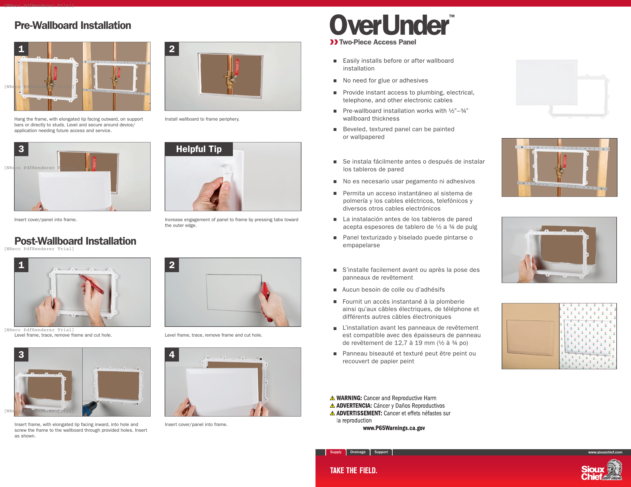970 SERIES - OVERUNDER ACCESS PANEL - INSTRUCTION SHEET.PDF Technical Document